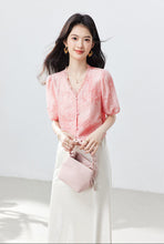 Muatkan imej ke dalam penonton Galeri, Rita Pink Lace V-Neck Longevity Top