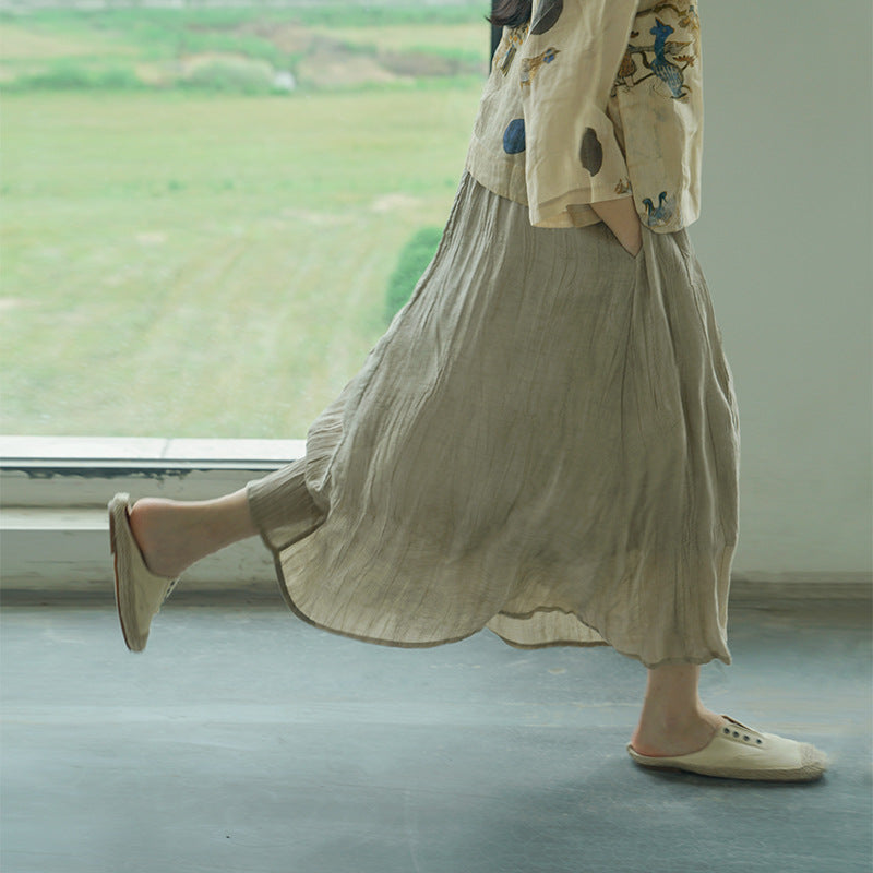 Distressed Versatile Twill Crinkle Skirt