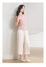 Load image into Gallery viewer, Diamond 2-Piece Floral Wide-Leg Pants Gina Top

