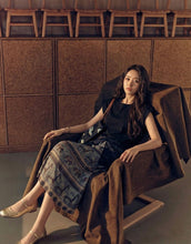 Load image into Gallery viewer, Yasira Shimmering Black Floral Print Antares Top Skirt Vogue Set
