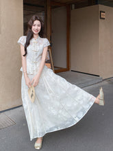 Load image into Gallery viewer, Vivienne 2-Piece Embroidered Frog-Buttons Cheongsam Set
