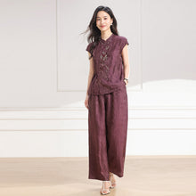 Load image into Gallery viewer, Imogen 2-Piece Plum Purple Khaki Giselle Set
