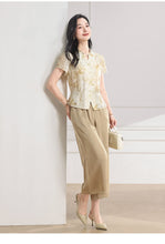 Load image into Gallery viewer, Diamond 2-Piece Floral Wide-Leg Pants Gina Top
