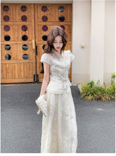 Load image into Gallery viewer, Vivienne 2-Piece Embroidered Frog-Buttons Cheongsam Set

