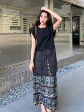 Load image into Gallery viewer, Yasira Shimmering Black Floral Print Antares Top Skirt Vogue Set
