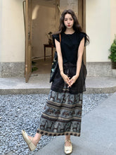 Load image into Gallery viewer, Yasira Shimmering Black Floral Print Antares Top Skirt Vogue Set
