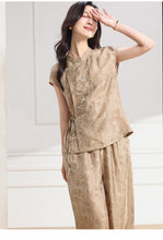 Load image into Gallery viewer, Imogen 2-Piece Plum Purple Khaki Giselle Set
