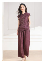 Load image into Gallery viewer, Imogen 2-Piece Plum Purple Khaki Giselle Set

