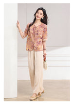 Muatkan imej ke dalam penonton Galeri, Larimar 2-Piece Light Purple Floral Shine Set

