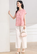 Load image into Gallery viewer, Melisande Peach Pink Jacquard Johanna Top
