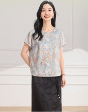 Load image into Gallery viewer, Kira Blue Purple Pattern Fabiana Top
