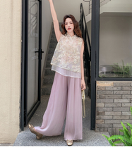 Load image into Gallery viewer, Wilhelmina 2-Piece Sequined Embroidered Vest Set Ensemble
