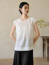 Load image into Gallery viewer, Jasper Sumptuous Top White Embroidered Monarch Tempo
