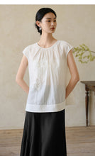 Load image into Gallery viewer, Jasper Sumptuous Top White Embroidered Monarch Tempo
