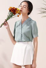 Load image into Gallery viewer, Laura&#39;s Lace Trimmed Blouse
