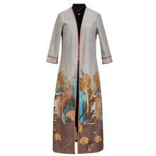 Load image into Gallery viewer, Knee Length Sleeveless Velvet Cheongsam with Floral Suede Coat
