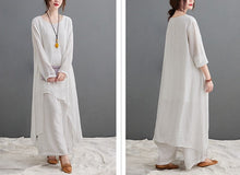 Load image into Gallery viewer, Round Neck Asymmetrical Hem Hanfu Two-Piece Traditional Chinese Costume

