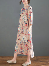 Load image into Gallery viewer, Mandarin Collar Hanfu Floral Causal Dress Traiditonal Chinese Costume
