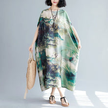Load image into Gallery viewer, Landscape Pattern Ramie Fabric Robe Chinese Style Casual Dress
