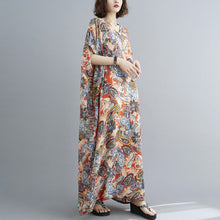 Load image into Gallery viewer, V Neck Floral Signature Cotton Robe Chinese Style Casual Dress Boho Dress
