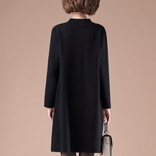 Load image into Gallery viewer, Round Collar Long Sleeve Knee Length Floral A-line Knit Dress
