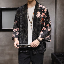 Load image into Gallery viewer, Dragon &amp; Floral Pattern Men&#39;s Cardigan Kimono Shirt Samurai Costume
