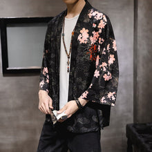 Load image into Gallery viewer, Dragon &amp; Floral Pattern Men&#39;s Cardigan Kimono Shirt Samurai Costume

