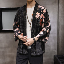 Load image into Gallery viewer, Dragon &amp; Floral Pattern Men&#39;s Cardigan Kimono Shirt Samurai Costume
