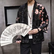 Load image into Gallery viewer, Dragon &amp; Floral Pattern Men&#39;s Cardigan Kimono Shirt Samurai Costume
