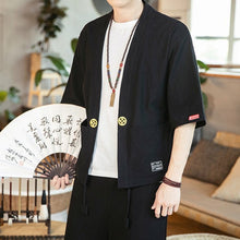Load image into Gallery viewer, Men&#39;s Cardigan Kimono Shirt Samurai Costume with Ancient Coin Button
