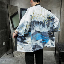 Load image into Gallery viewer, Landscape Pattern Retro Men&#39;s Cardigan Kimono Shirt Samurai Costume
