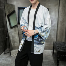 Load image into Gallery viewer, Landscape Pattern Retro Men&#39;s Cardigan Kimono Shirt Samurai Costume
