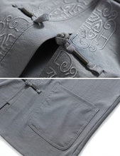 Load image into Gallery viewer, Auspicious Embroidery Short Sleeve Chinese Style Leisure Suit with Strap Buttons
