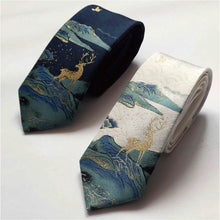 Load image into Gallery viewer, Deers Embroidery Oriental Style Gentleman Necktie
