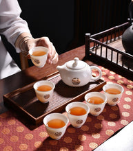 Load image into Gallery viewer, Gold Gilted Porcelain Kung Fu Tea Set Cups Teapot 6 Pieces

