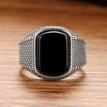 Load image into Gallery viewer, Black Agate Sterling Silver Openings Ring
