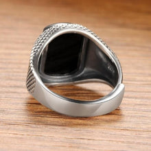 Load image into Gallery viewer, Black Agate Sterling Silver Openings Ring
