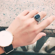 Load image into Gallery viewer, Black Agate Sterling Silver Openings Ring
