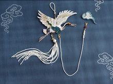 Load image into Gallery viewer, Crane Shape Embroidery with Tassel Gilding Brooch
