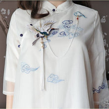 Load image into Gallery viewer, Crane Shape Embroidery with Tassel Gilding Brooch
