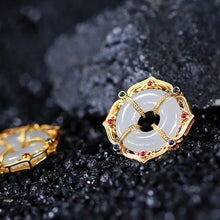 Load image into Gallery viewer, Peace Buckle Designed White Jade Pendant Gilding Necklace
