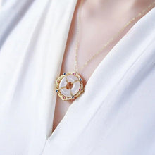 Load image into Gallery viewer, Peace Buckle Designed White Jade Pendant Gilding Necklace
