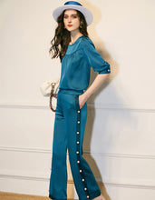 Load image into Gallery viewer, Blue Satin Two-Piece
