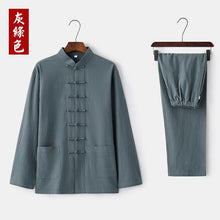 Load image into Gallery viewer, Linen fabric, Chinese Tang Suit set, Kong fu Suit set
