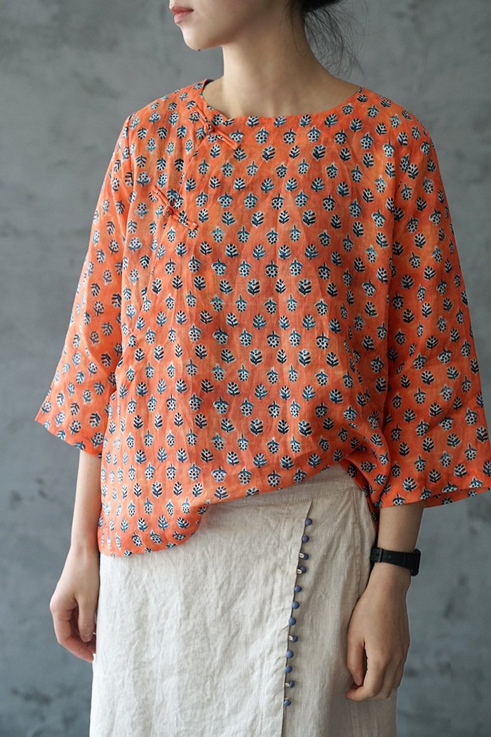 Orange Printed Top