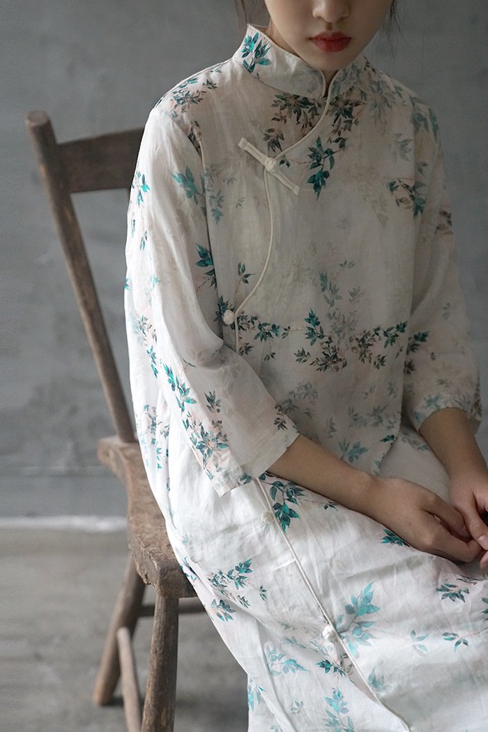 White Leafy Dress